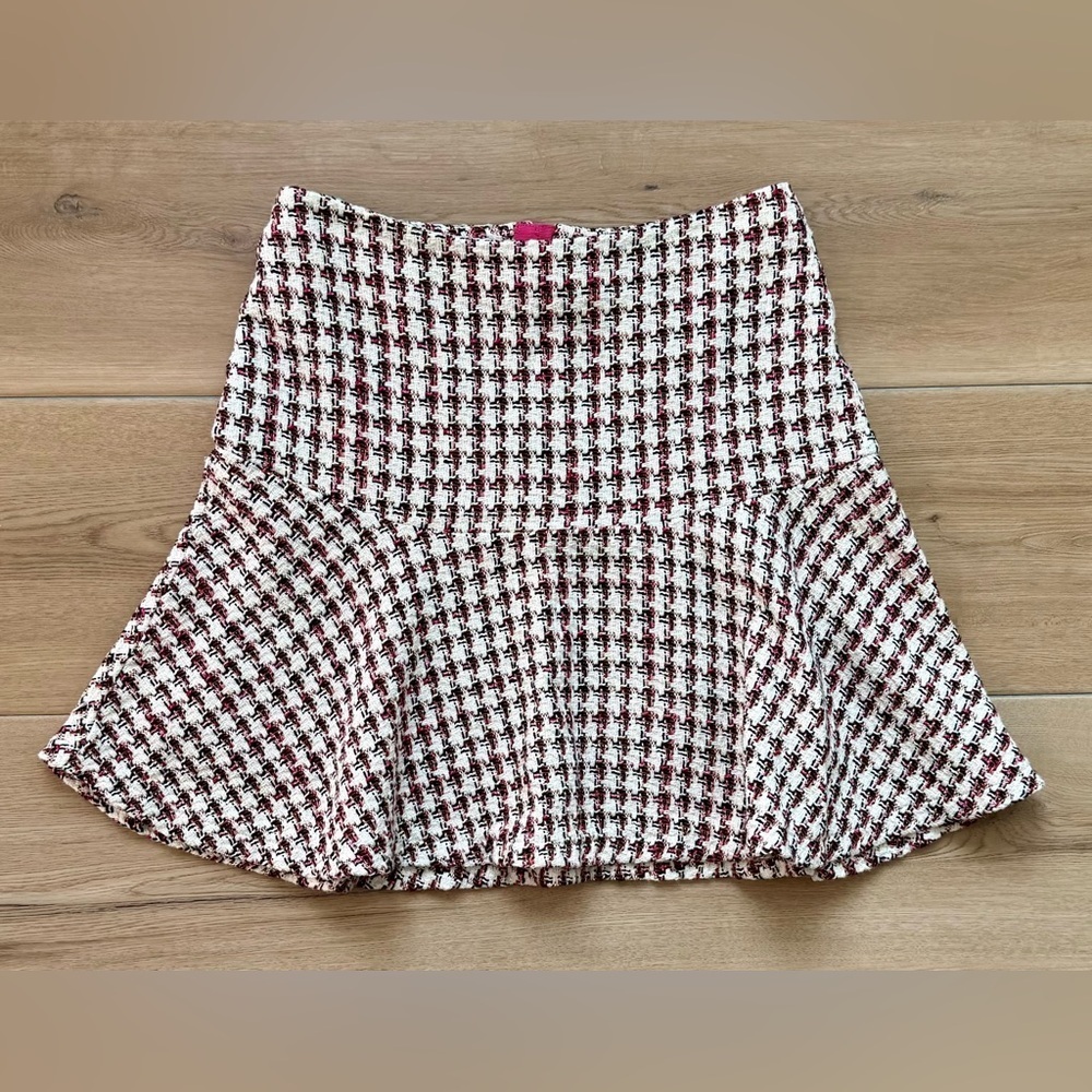 Maeve by Anthropologie Fit & Flare Houndstooth Tweed Skirt Size 8